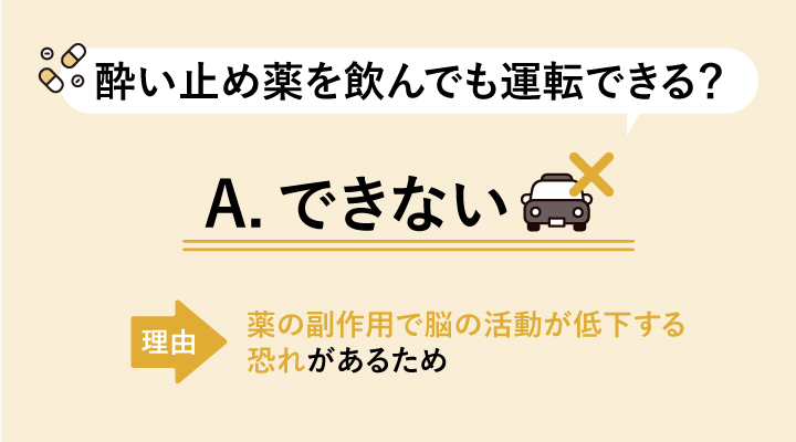 酔い止め薬を飲んでも運転できる？