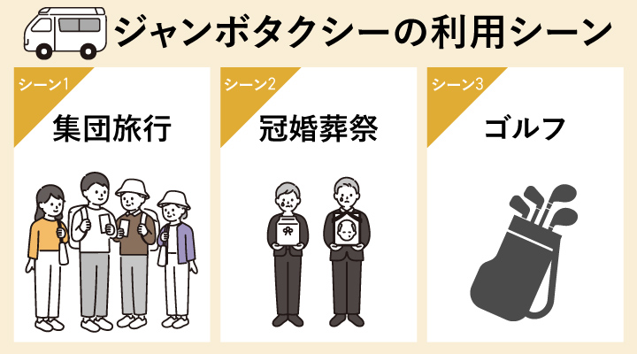 ジャンボ（ワゴン）タクシーの利用シーン