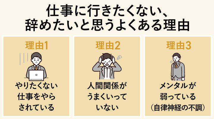 仕事に行きたくない、辞めたいと思うよくある理由