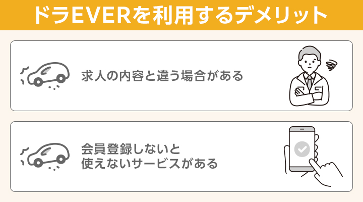 ドラエバー（ドラEVER）を利用するデメリット
