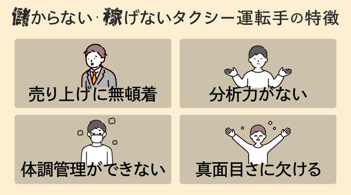 儲からない・稼げないタクシー運転手の特徴