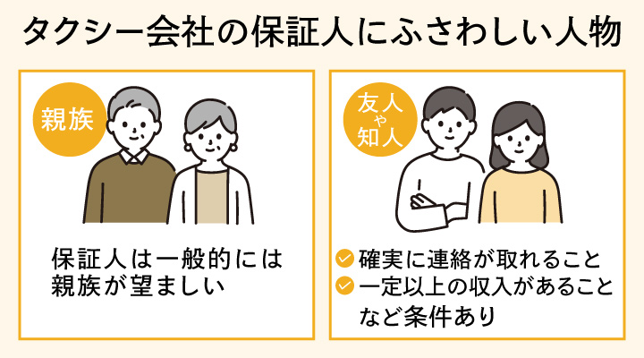 タクシー会社の保証人にふさわしい人物