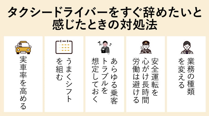 タクシードライバーをすぐ辞めたいと感じたときの対処法